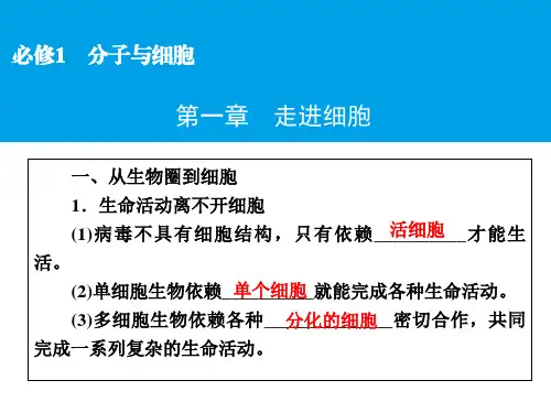 人教版高中生物必修1：第一单元 走近细胞