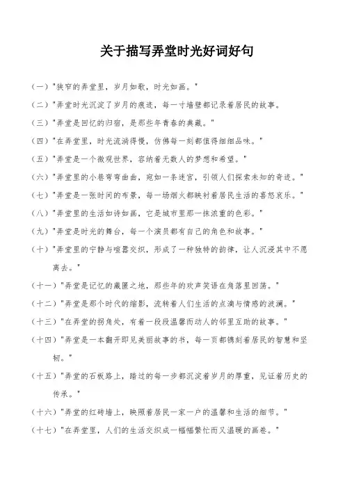 关于弄堂时光好词好句摘抄