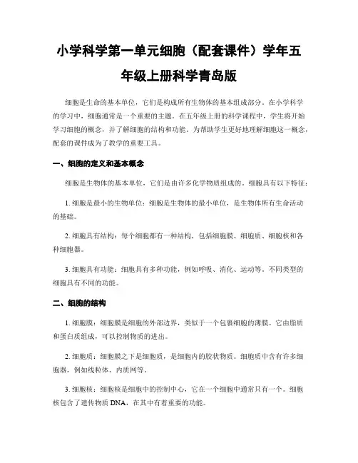 小学科学第一单元细胞(配套课件)学年五年级上册科学青岛版