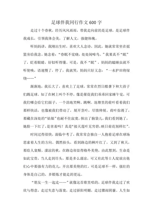 足球伴我同行作文600字