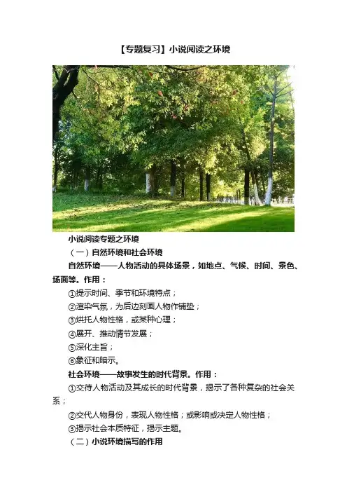 【专题复习】小说阅读之环境