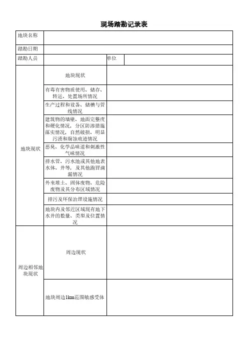土壤调查 现场踏勘记录表