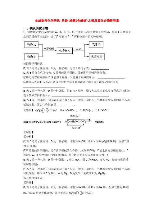 备战高考化学培优 易错 难题(含解析)之镁及其化合物附答案