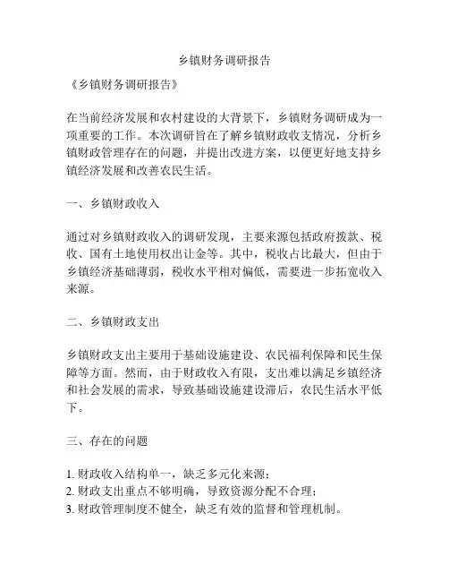 乡镇财务调研报告