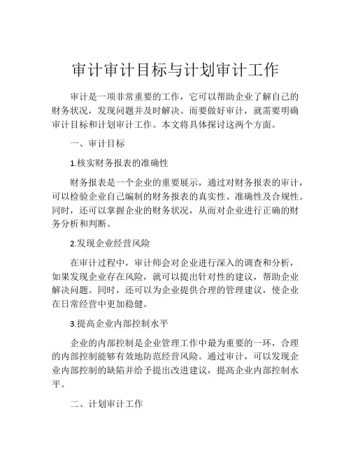 审计审计目标与计划审计工作