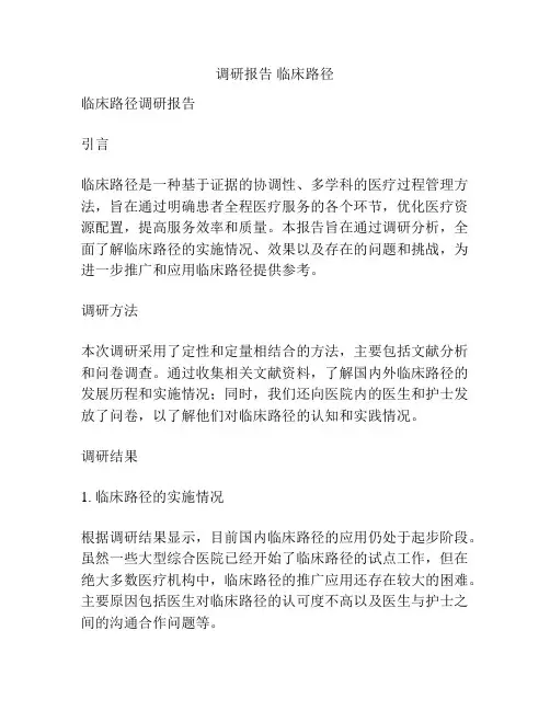 调研报告 临床路径