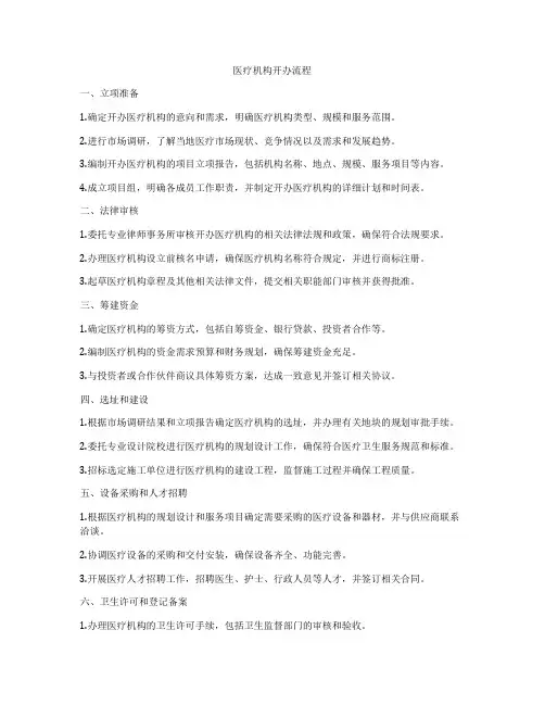 医疗机构开办流程