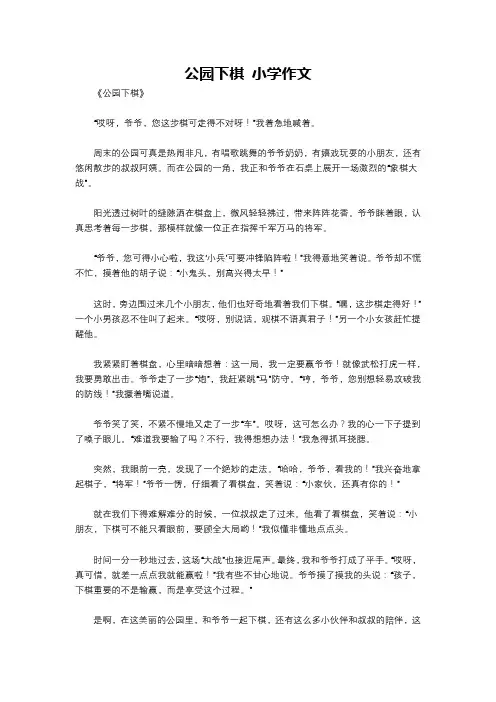 公园下棋 小学作文