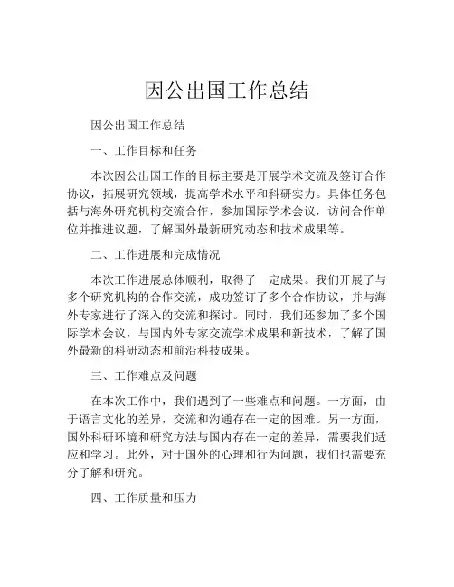因公出国工作总结