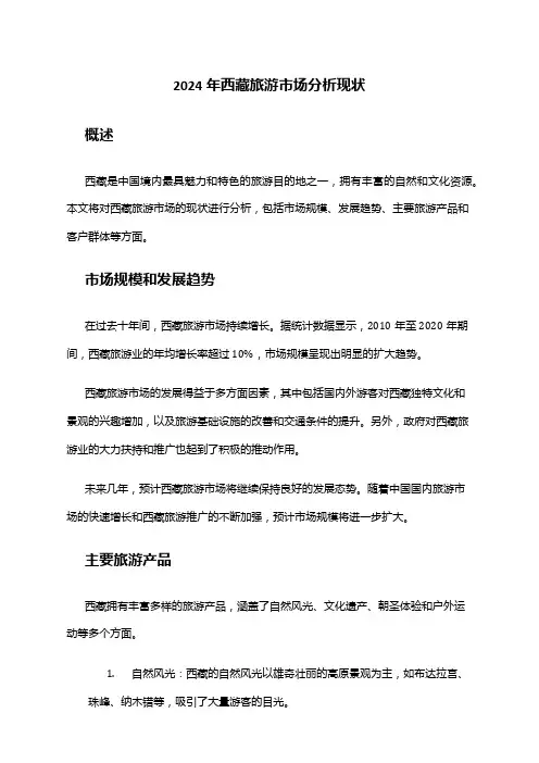 2024年西藏旅游市场分析现状