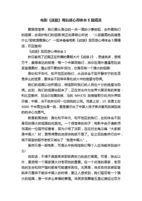 电影《战狼》观后感心得体会5篇精选
