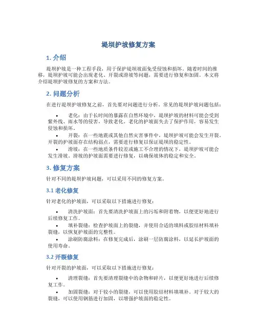 堤坝护坡修复方案