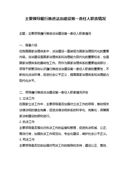 主要领导履行推进法治建设第一责任人职责情况
