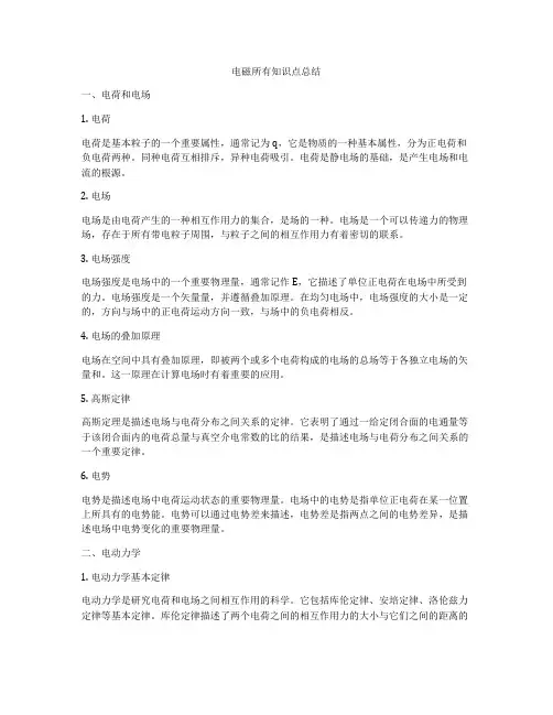 电磁所有知识点总结