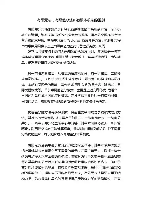 有限元法，有限差分法和有限体积法的区别