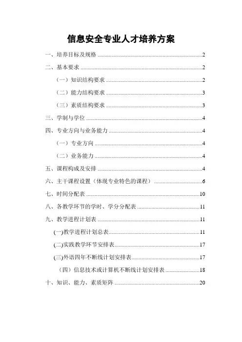 信息安全专业人才培养方案
