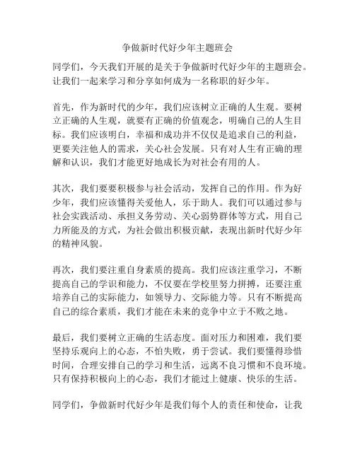 争做新时代好少年主题班会