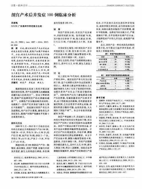 剖宫产术后并发症100例临床分析