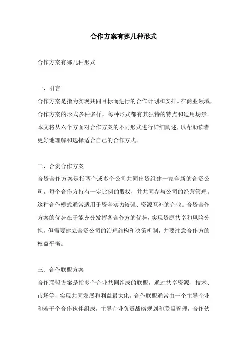 合作方案有哪几种形式