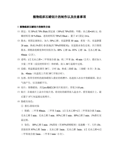 植物组织切片制作以及注意事项