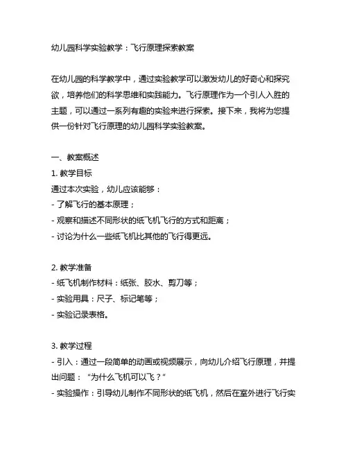 幼儿园科学实验教学：飞行原理探索教案