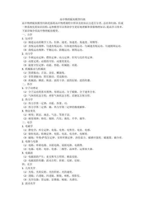 高中物理板块模型归纳