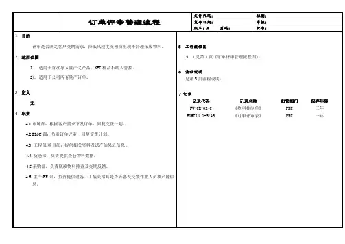 订单评审管理流程