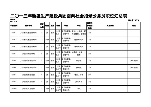 2013新疆兵团职位表