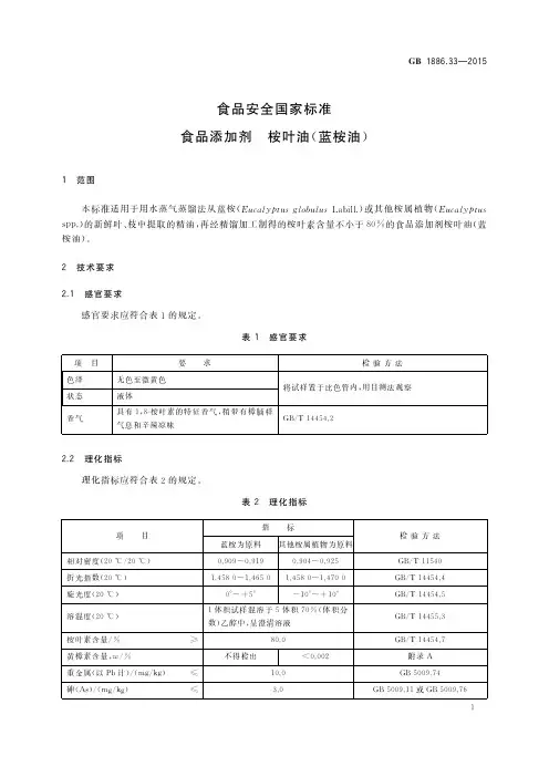 食品添加剂 桉叶油(蓝桉油)