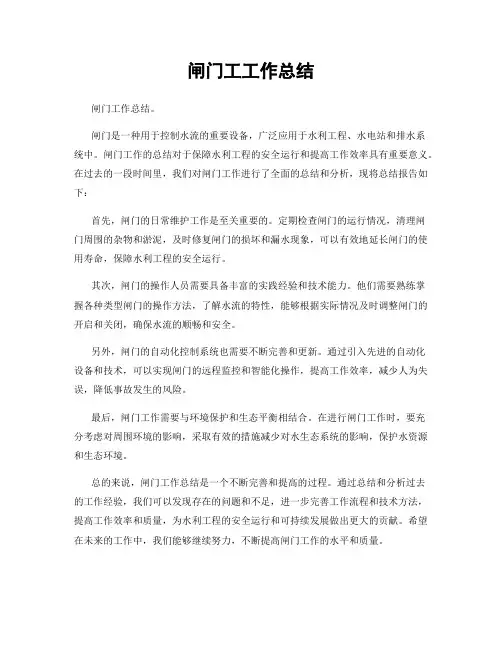 闸门工工作总结