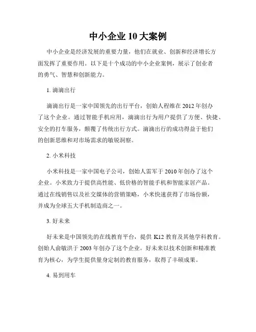 中小企业10大案例