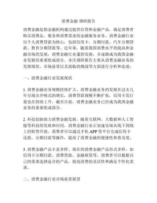 消费金融 调研报告