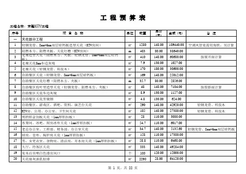 东莞KTV装修工程(预算报价单)xie