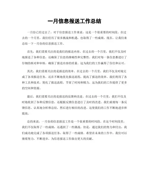 一月信息报送工作总结