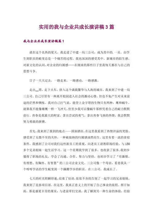 实用的我与企业共成长演讲稿3篇