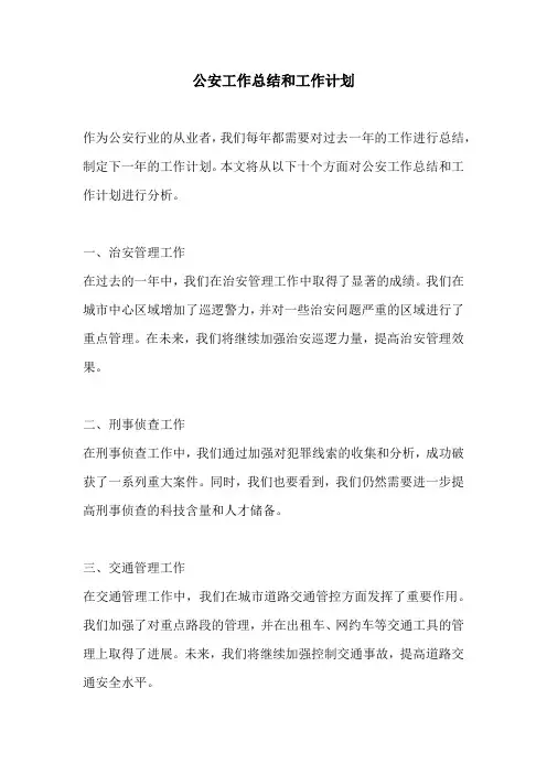 公安工作总结和工作计划