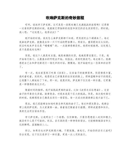  学习萨克斯心得