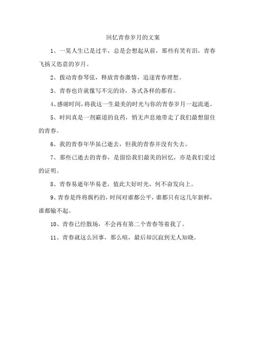 回忆青春岁月的文案