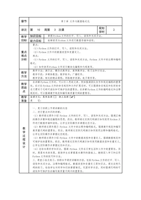 教案-python文件的格式化