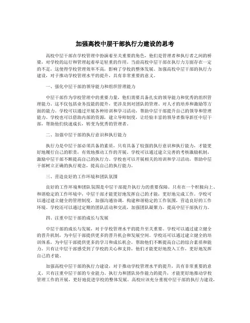 加强高校中层干部执行力建设的思考