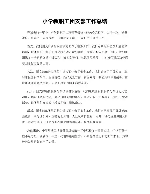 小学教职工团支部工作总结