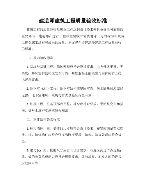 建造师建筑工程质量验收标准