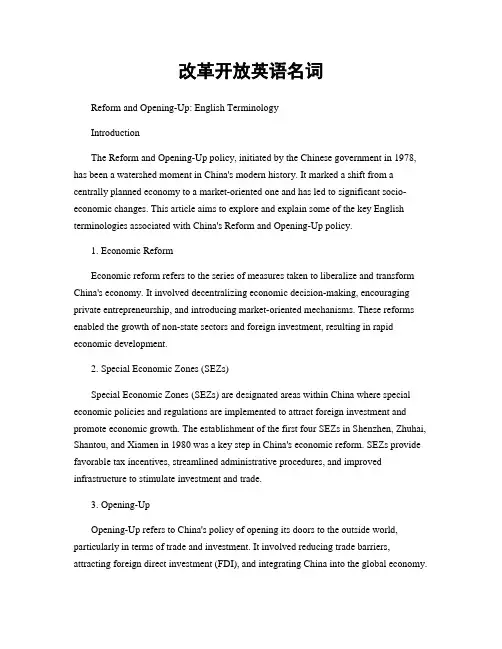 改革开放英语名词