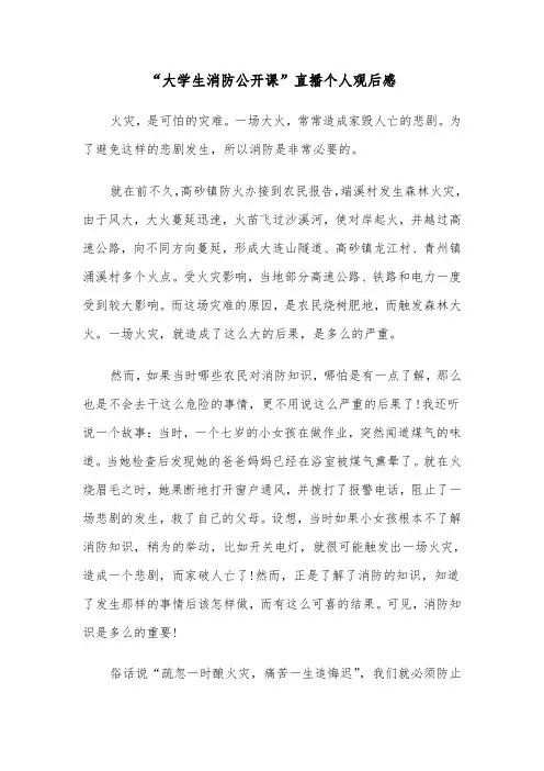 “大学生消防公开课”直播个人观后感(六篇)