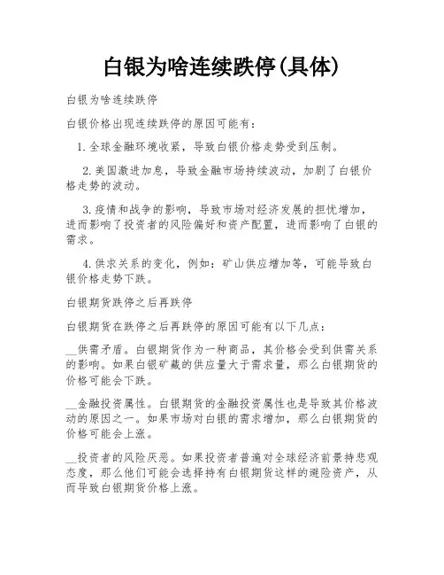 白银为啥连续跌停(具体)