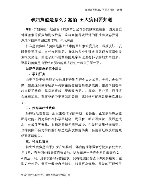 孕妇黄疸是怎么引起的 五大病因要知道