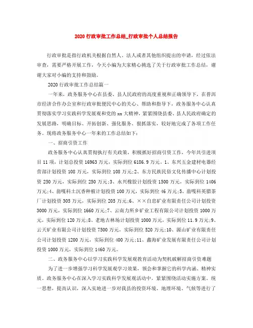 2020行政审批工作总结_行政审批个人总结报告