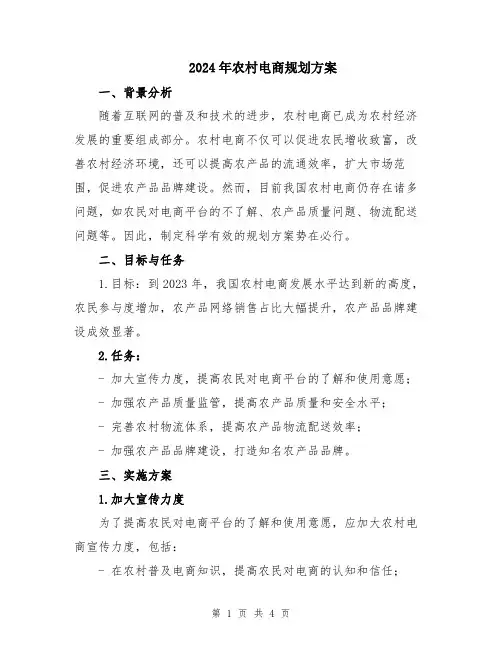 2024年农村电商规划方案