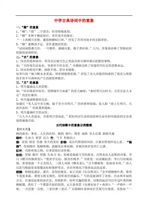 高考语文 古典诗词中的意象素材