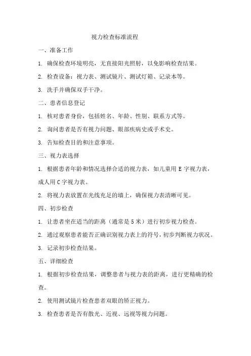 视力检查标准流程
